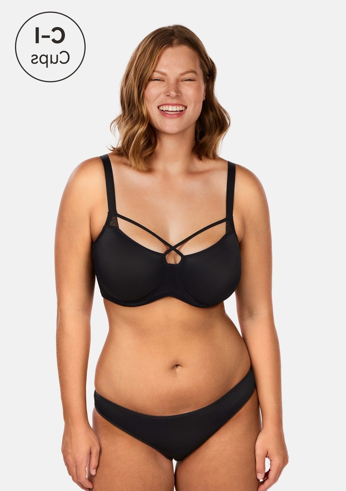 Billie Cross Front Strap Smooth Sheer Mesh Underwire Bra