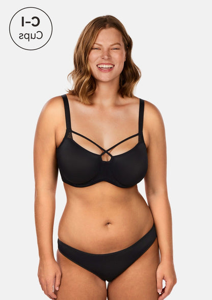 Billie Cross Front Strap Smooth Sheer Mesh Underwire Bra