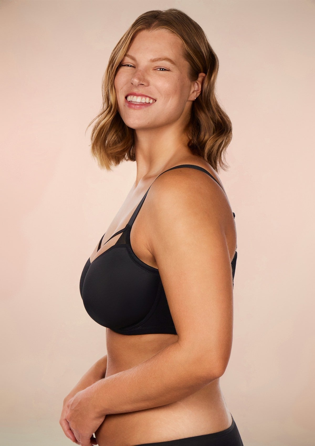 Billie Cross Front Strap Smooth Sheer Mesh Underwire Bra