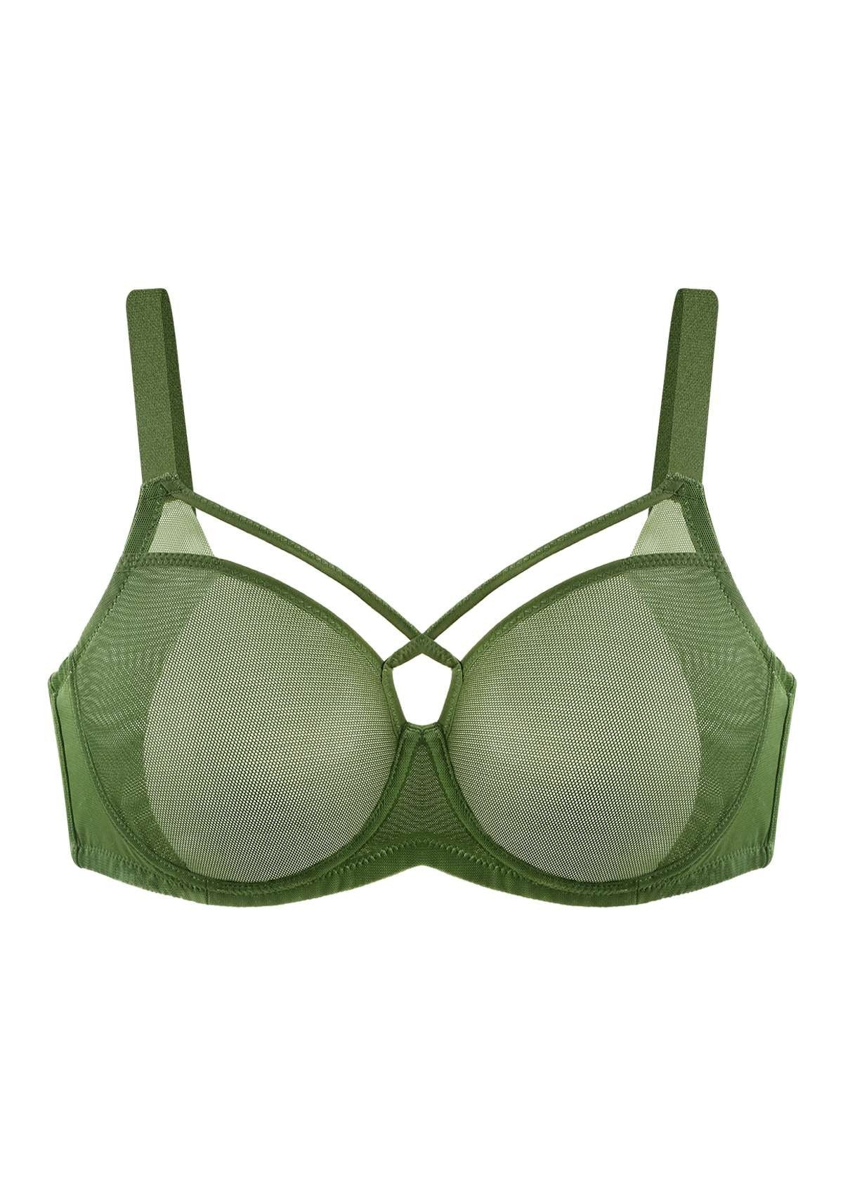 Billie Cross Front Strap Smooth Sheer Mesh Underwire Bra