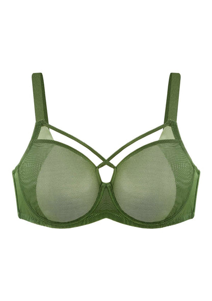 Billie Cross Front Strap Smooth Sheer Mesh Underwire Bra