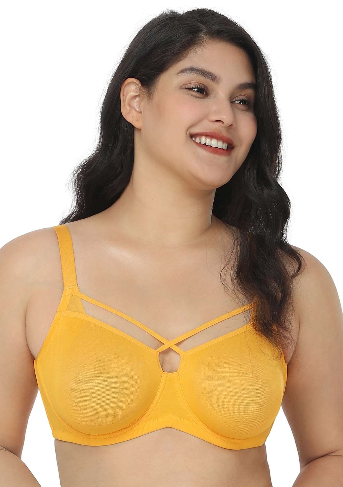 Billie Cross Front Strap Smooth Sheer Mesh Underwire Bra