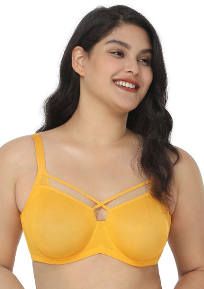 Billie Cross Front Strap Smooth Sheer Mesh Underwire Bra