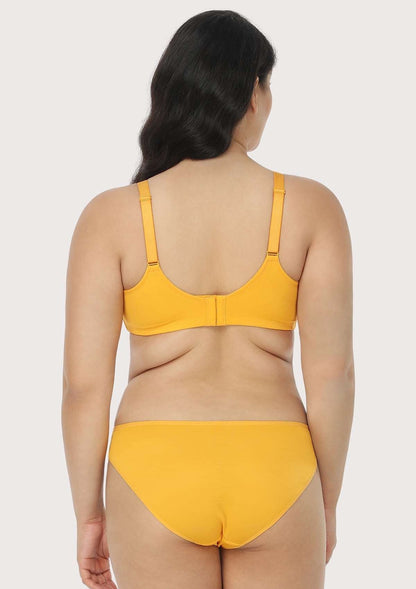 Billie Cross Front Strap Yellow Smooth Sheer Mesh Underwire Bra Set