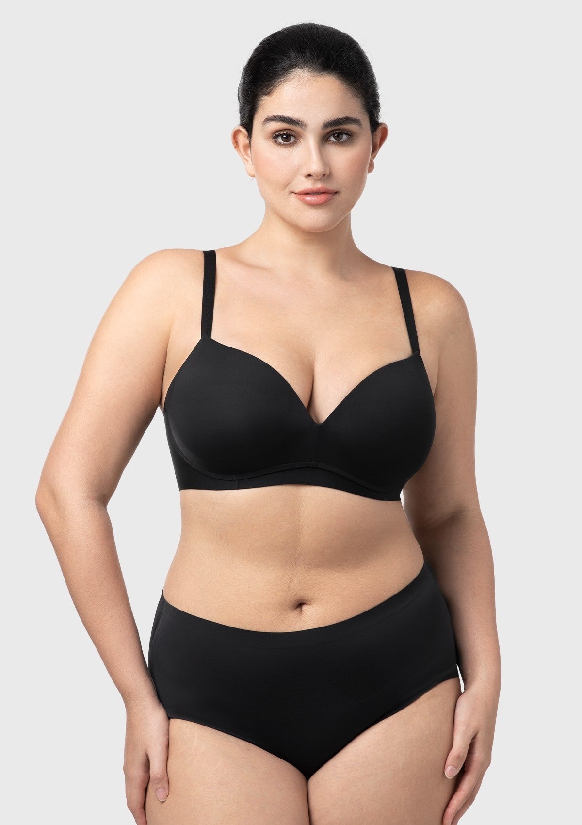 Comfortable Wireless Push Up Plunge Bra with Padded V Lift