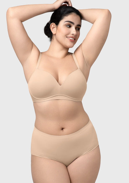 Comfortable Wireless Push Up Plunge Bra with Padded V Lift