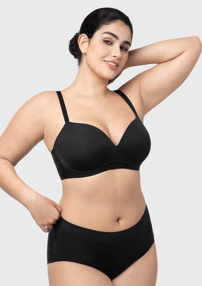 Comfortable Wireless Push Up Plunge Bra with Padded V Lift