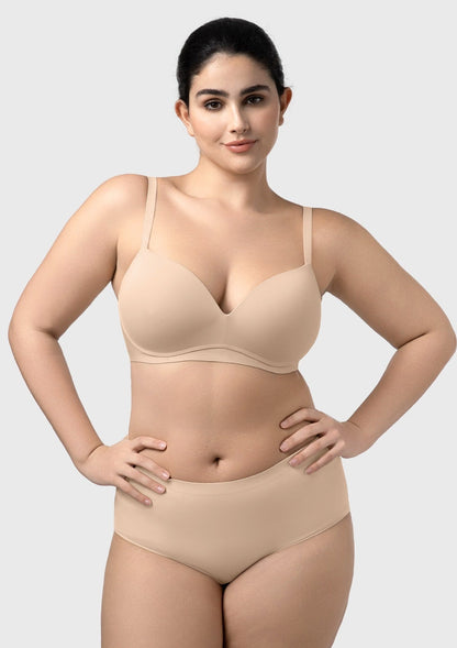 Comfortable Wireless Push Up Plunge Bra with Padded V Lift