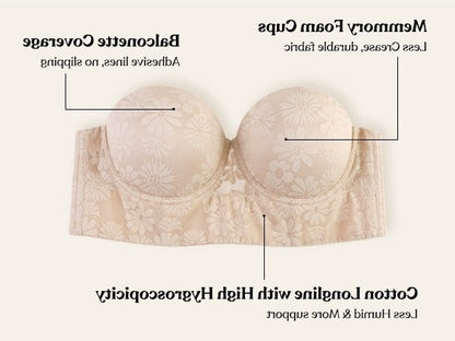 Daisy Lightly Padded Longline Underwire Strapless Balconette Bra