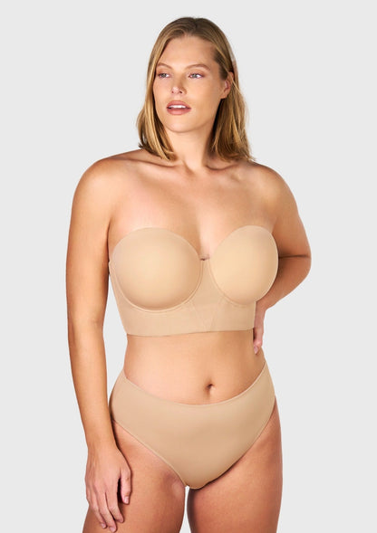 Daisy Smooth Beige Lightly Padded Longline Underwire Strapless Balconette Bra
