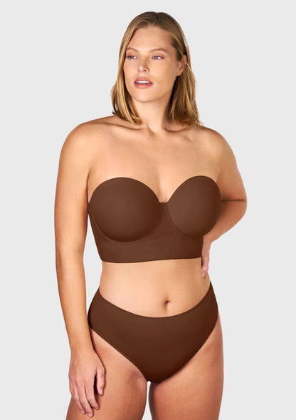 Daisy Smooth Beige Lightly Padded Longline Underwire Strapless Balconette Bra