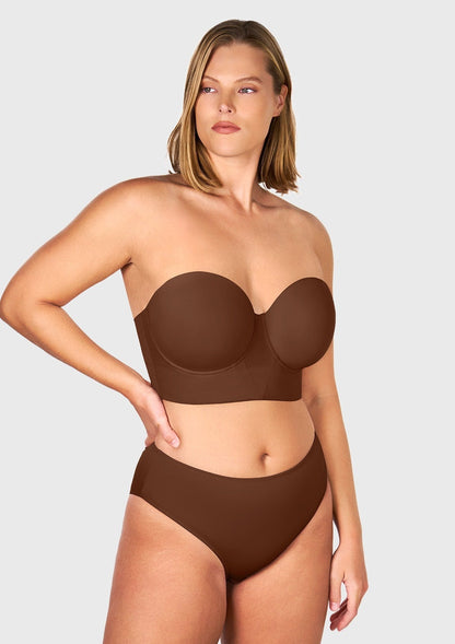 Daisy Smooth Beige Lightly Padded Longline Underwire Strapless Balconette Bra