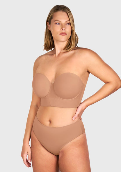 Daisy Smooth Beige Lightly Padded Longline Underwire Strapless Balconette Bra