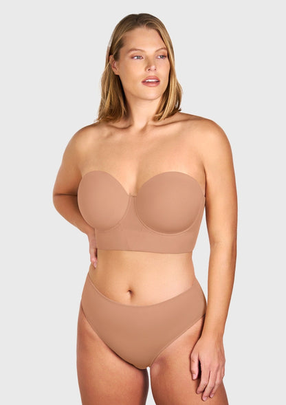 Daisy Smooth Beige Lightly Padded Longline Underwire Strapless Balconette Bra