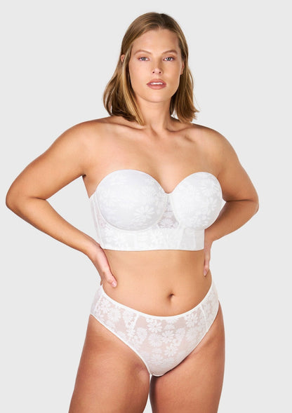 Daisy Smooth Lace Lightly Padded Longline Underwire Strapless Balconette Bra