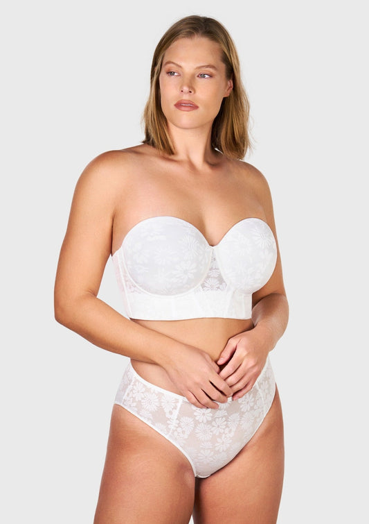 Daisy Smooth Lace Lightly Padded Longline Underwire Strapless Balconette Bra