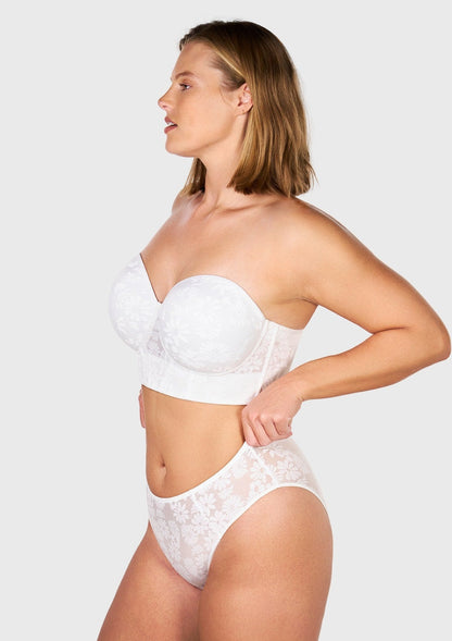 Daisy Smooth Lace Lightly Padded Longline Underwire Strapless Balconette Bra