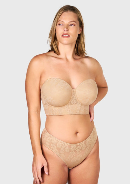 Daisy Smooth Lace Lightly Padded Longline Underwire Strapless Balconette Bra