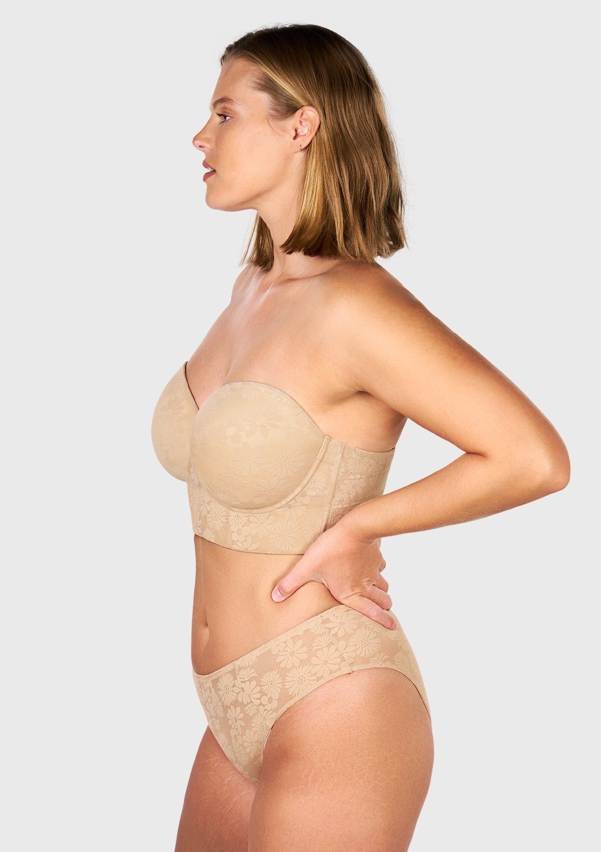 Daisy Smooth Lace Lightly Padded Longline Underwire Strapless Balconette Bra