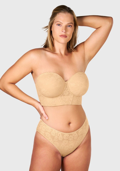 Daisy Smooth Lace Lightly Padded Longline Underwire Strapless Balconette Bra