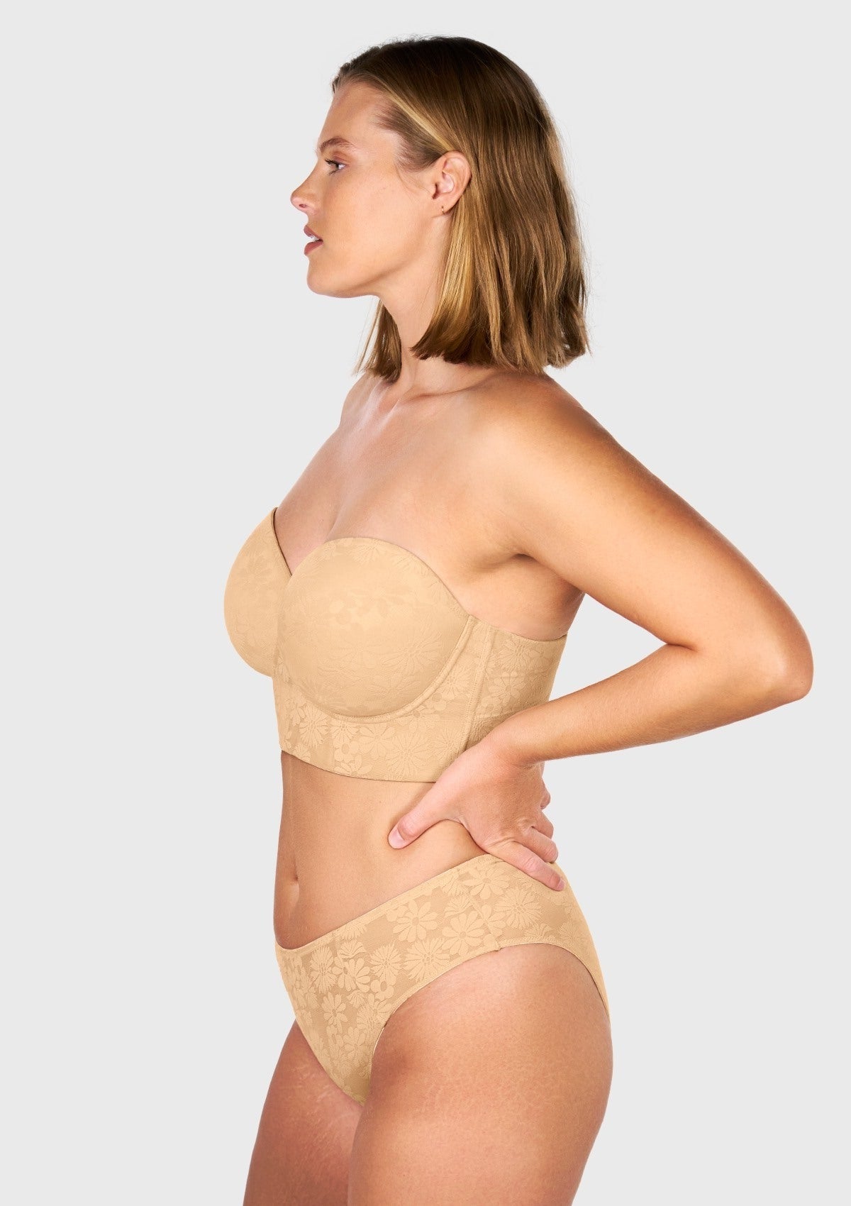Daisy Smooth Lace Lightly Padded Longline Underwire Strapless Balconette Bra