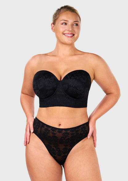 Daisy Smooth Lace Lightly Padded Longline Underwire Strapless Balconette Bra