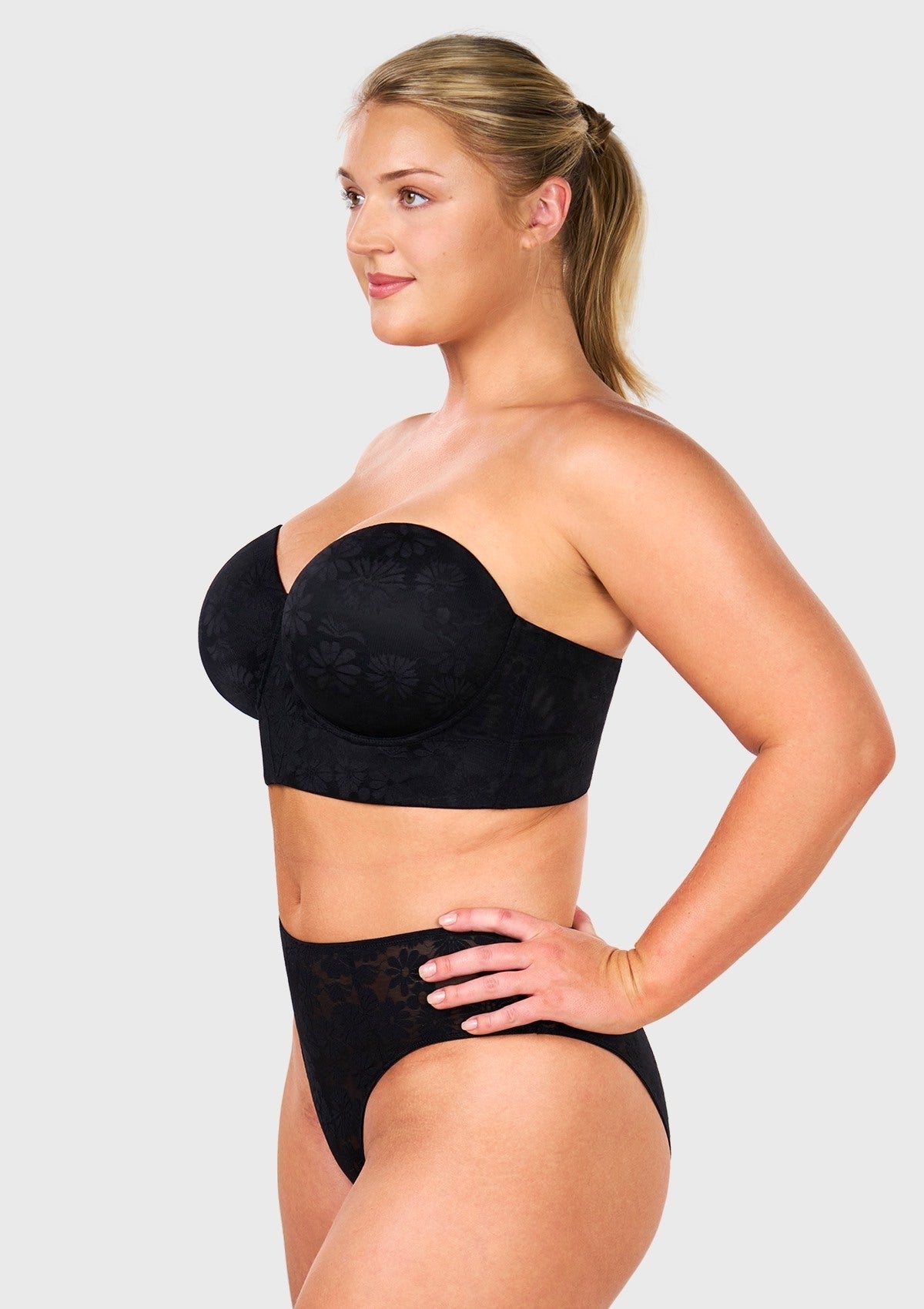 Daisy Smooth Lace Lightly Padded Longline Underwire Strapless Balconette Bra