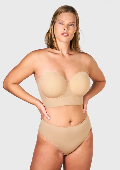 Daisy Smooth Lace Lightly Padded Longline Underwire Strapless Balconette Bra