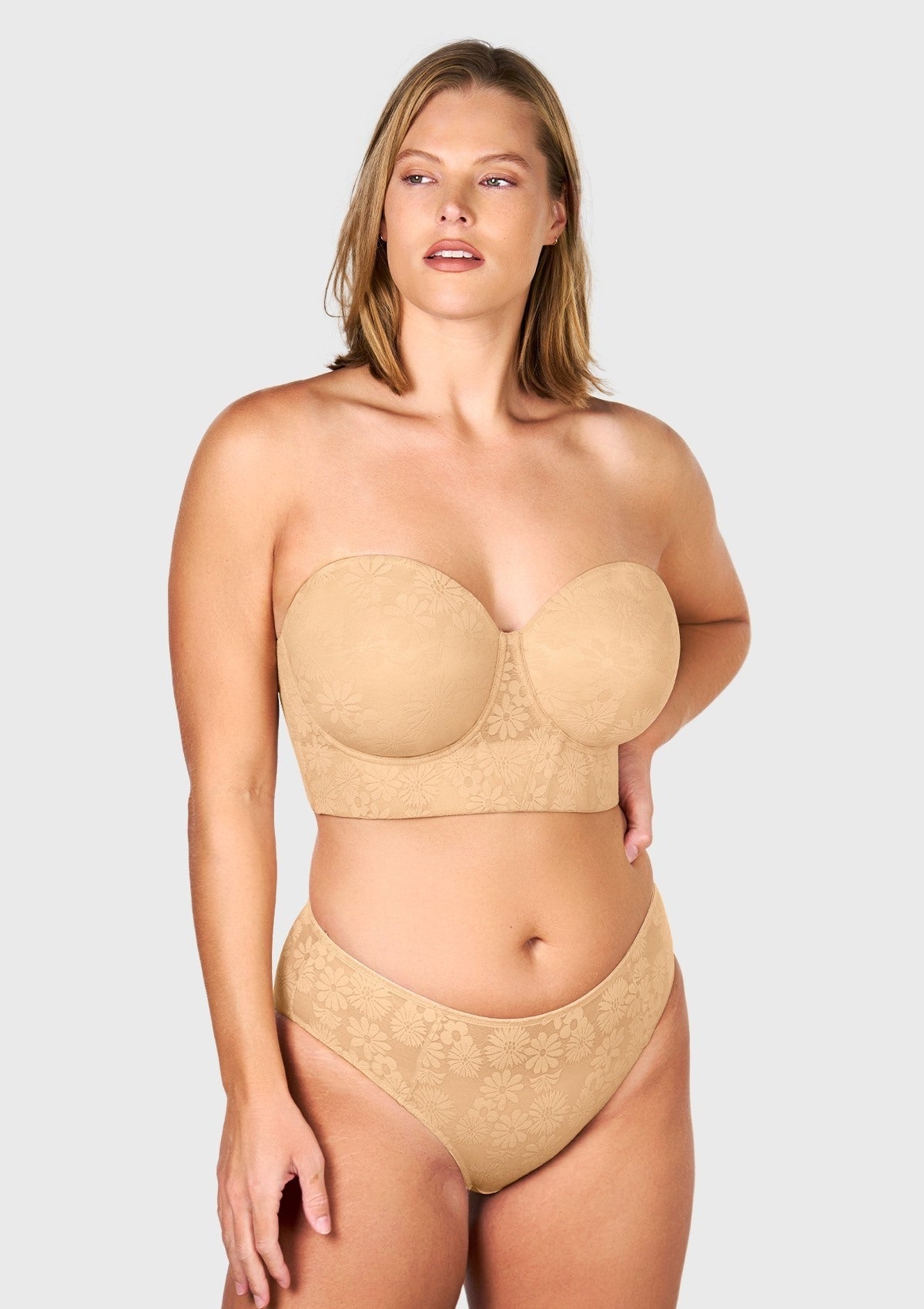 Daisy Smooth Lace Lightly Padded Longline Underwire Strapless Balconette Bra