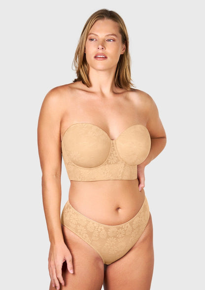 Daisy Smooth Lace Lightly Padded Longline Underwire Strapless Balconette Bra