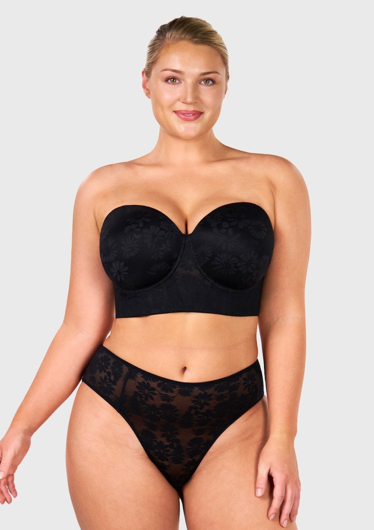 Daisy Smooth Lace Lightly Padded Longline Underwire Strapless Balconette Bra