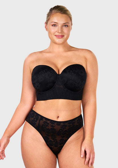 Daisy Smooth Lace Lightly Padded Longline Underwire Strapless Balconette Bra