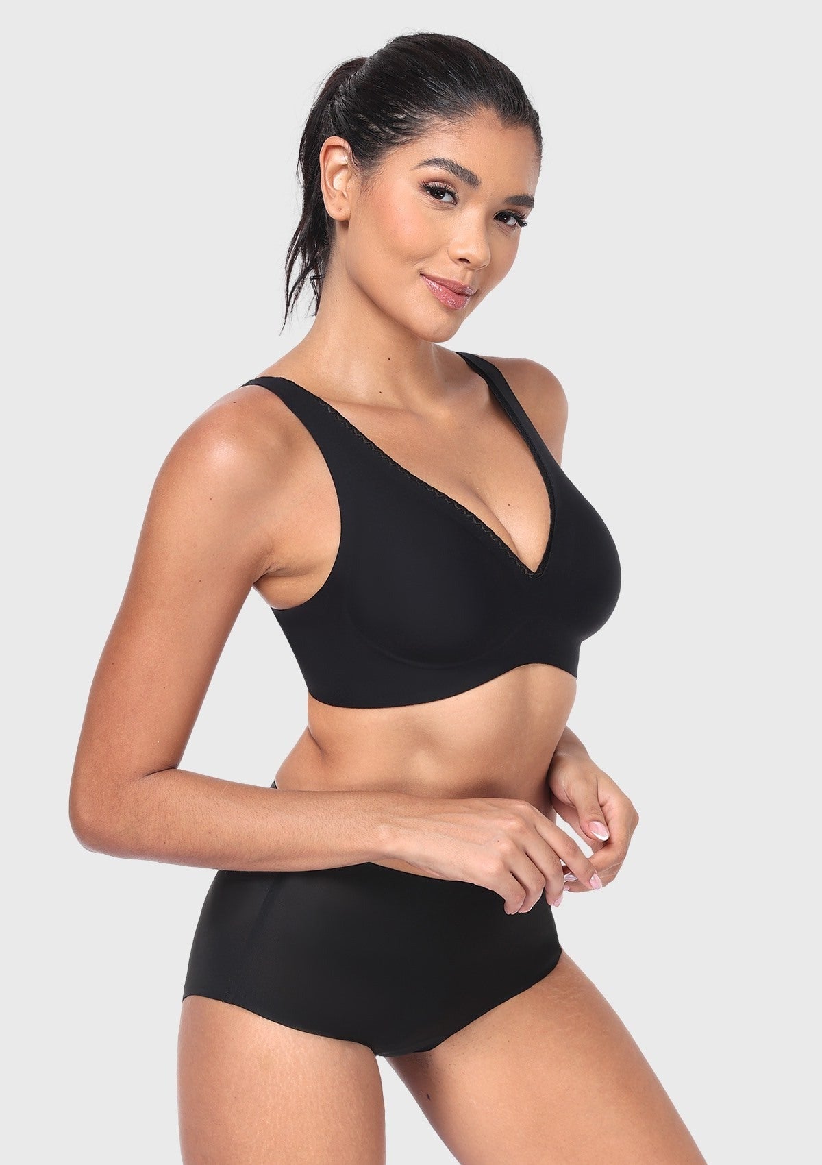 Deep V Seamless Bra Wireless Lift Breathable Perforated Foam Cups