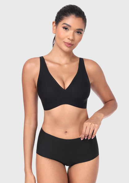 Deep V Seamless Bra Wireless Lift Breathable Perforated Foam Cups