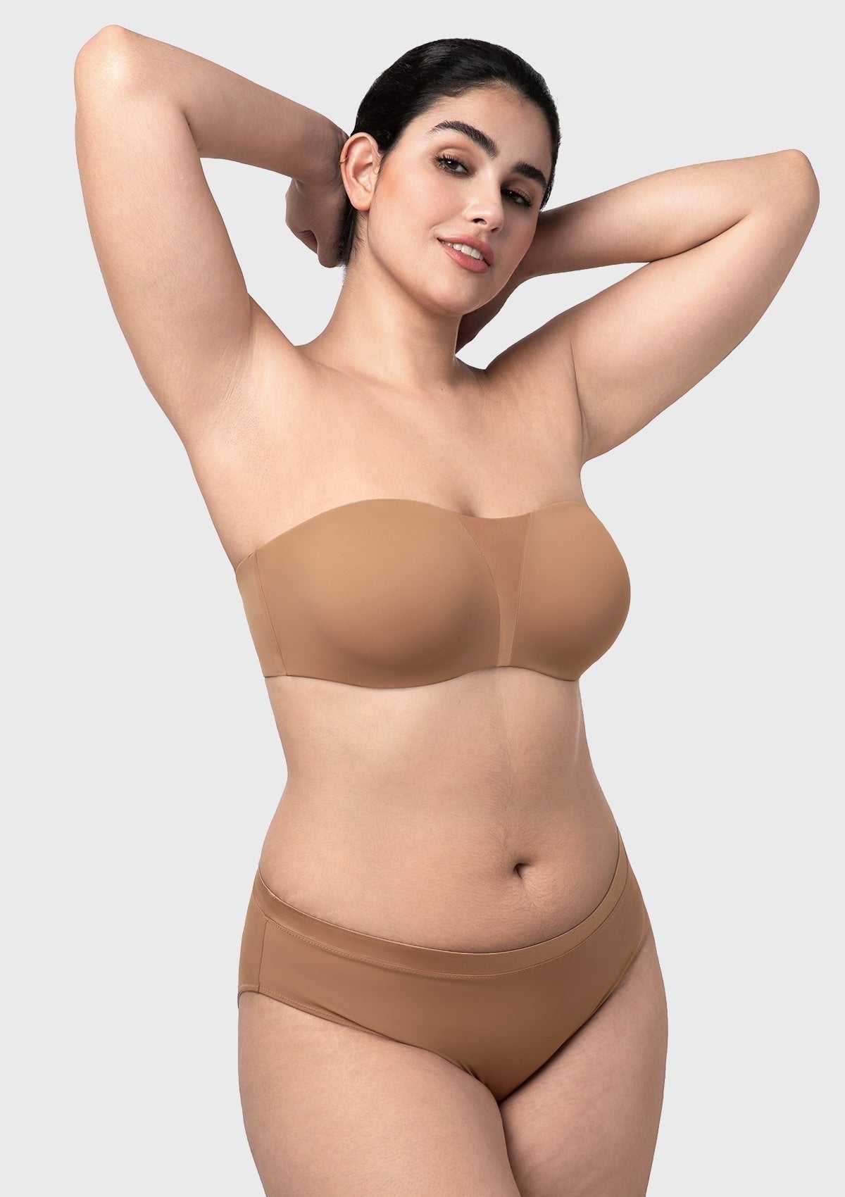 Fiery Unlined Seamless Comfort Underwire Plus Size Bandeau Strapless Coffee Bra