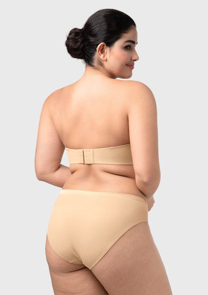 Fiery Unlined Seamless Comfort Underwire Plus Size Bandeau Strapless Coffee Bra