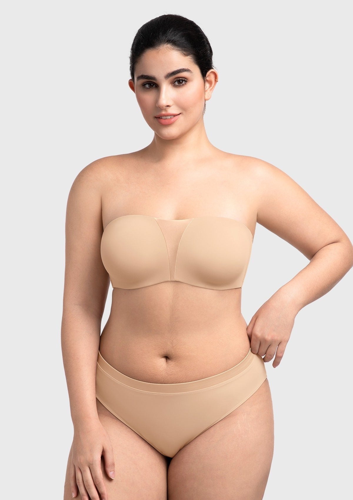 Fiery Unlined Seamless Comfort Underwire Plus Size Bandeau Strapless Coffee Bra