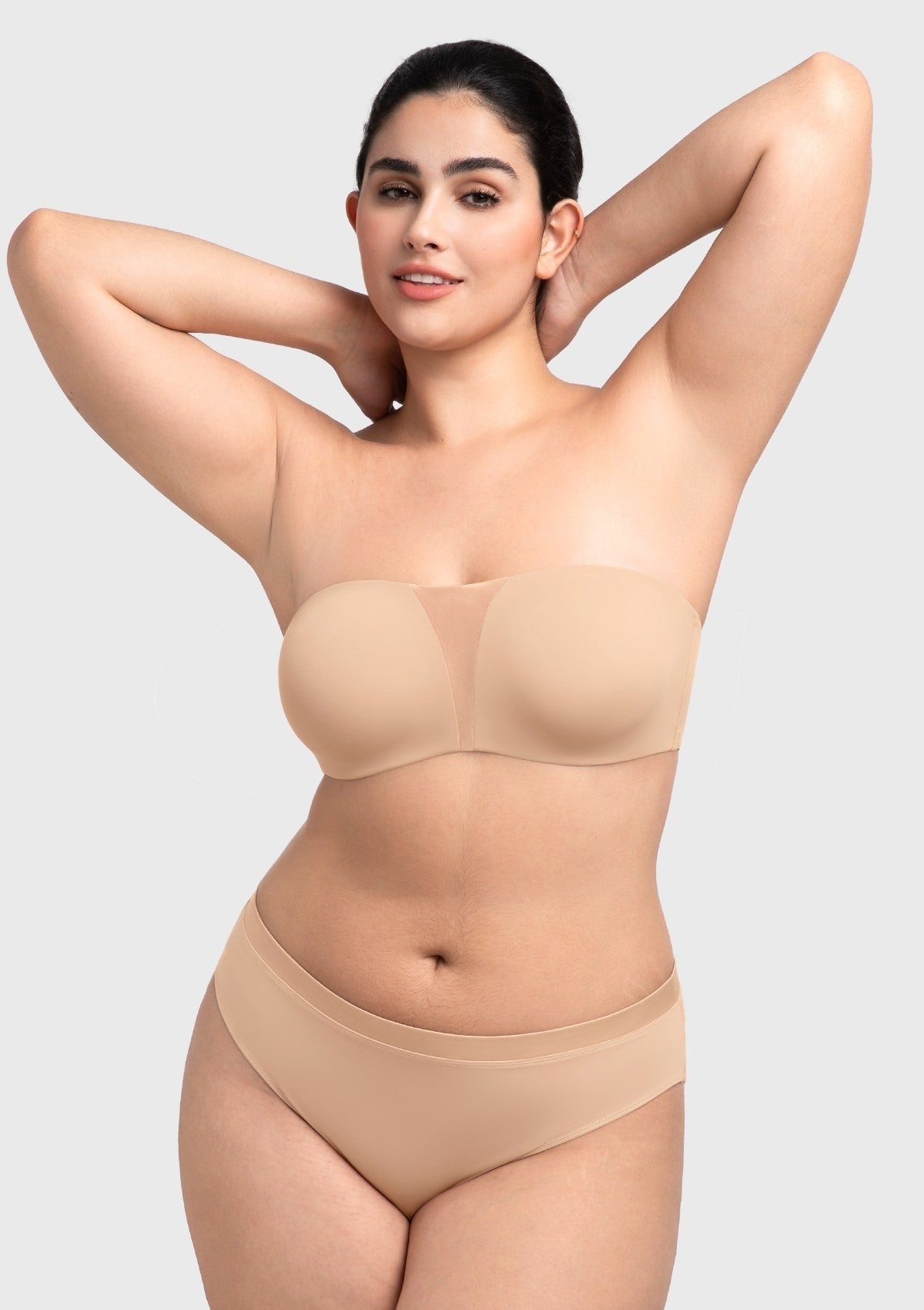 Fiery Unlined Seamless Comfort Underwire Plus Size Bandeau Strapless Coffee Bra