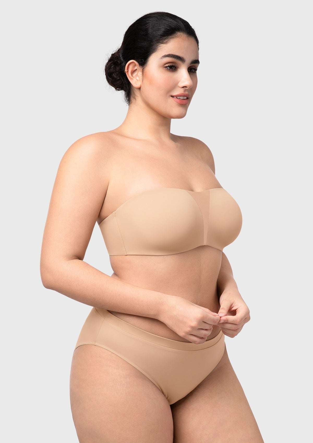 Fiery Unlined Seamless Comfort Underwire Plus Size Bandeau Strapless Coffee Bra