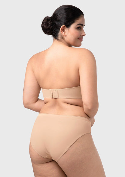 Fiery Unlined Seamless Comfort Underwire Plus Size Bandeau Strapless Coffee Bra