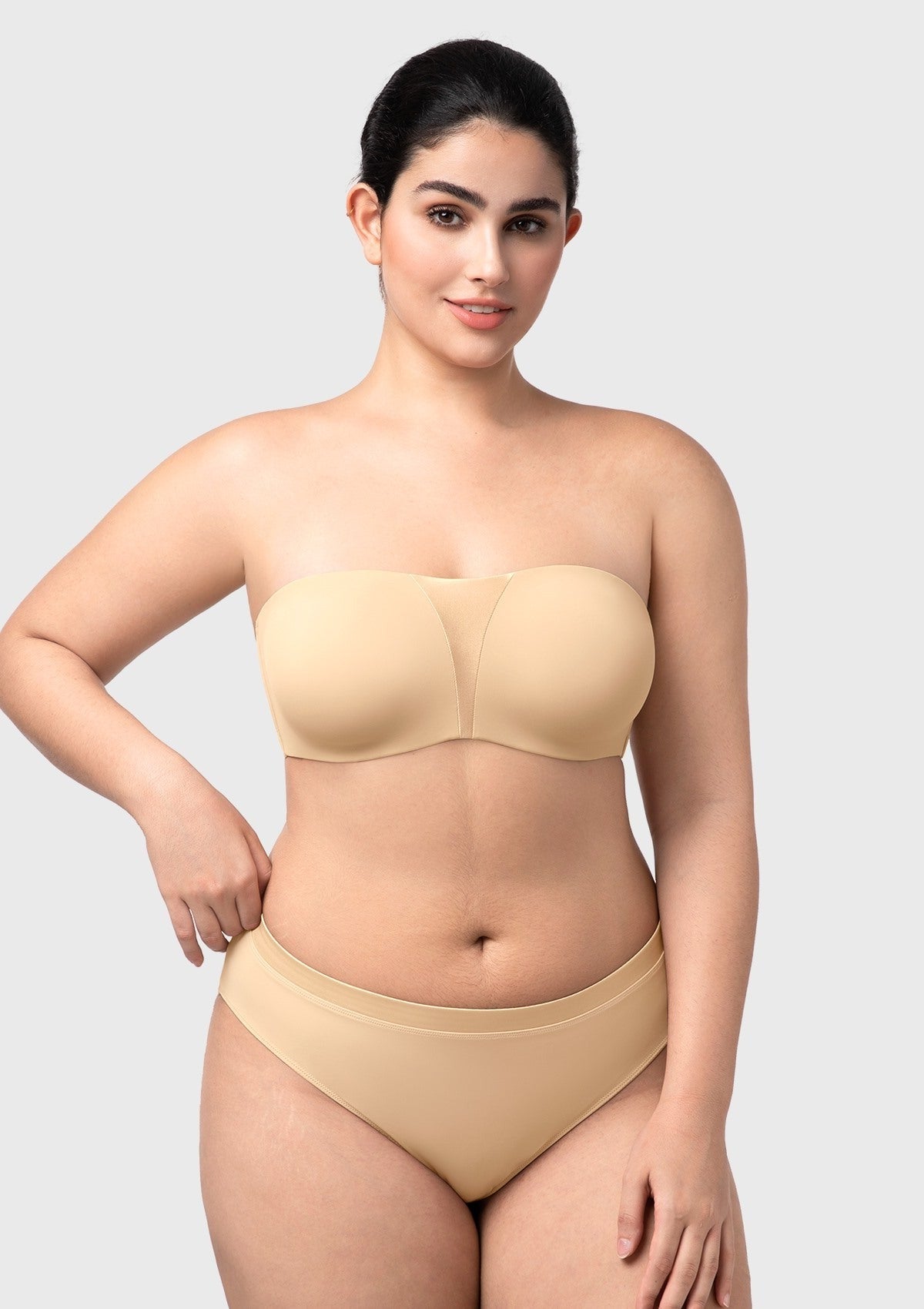 Fiery Unlined Seamless Comfort Underwire Plus Size Bandeau Strapless Coffee Bra