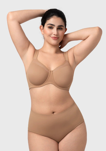 HSIA Alina Full Coverage Underwire Bra Plus Size Supportive Unlined Adjustable Strap Comfort Fit T-Shirt Style