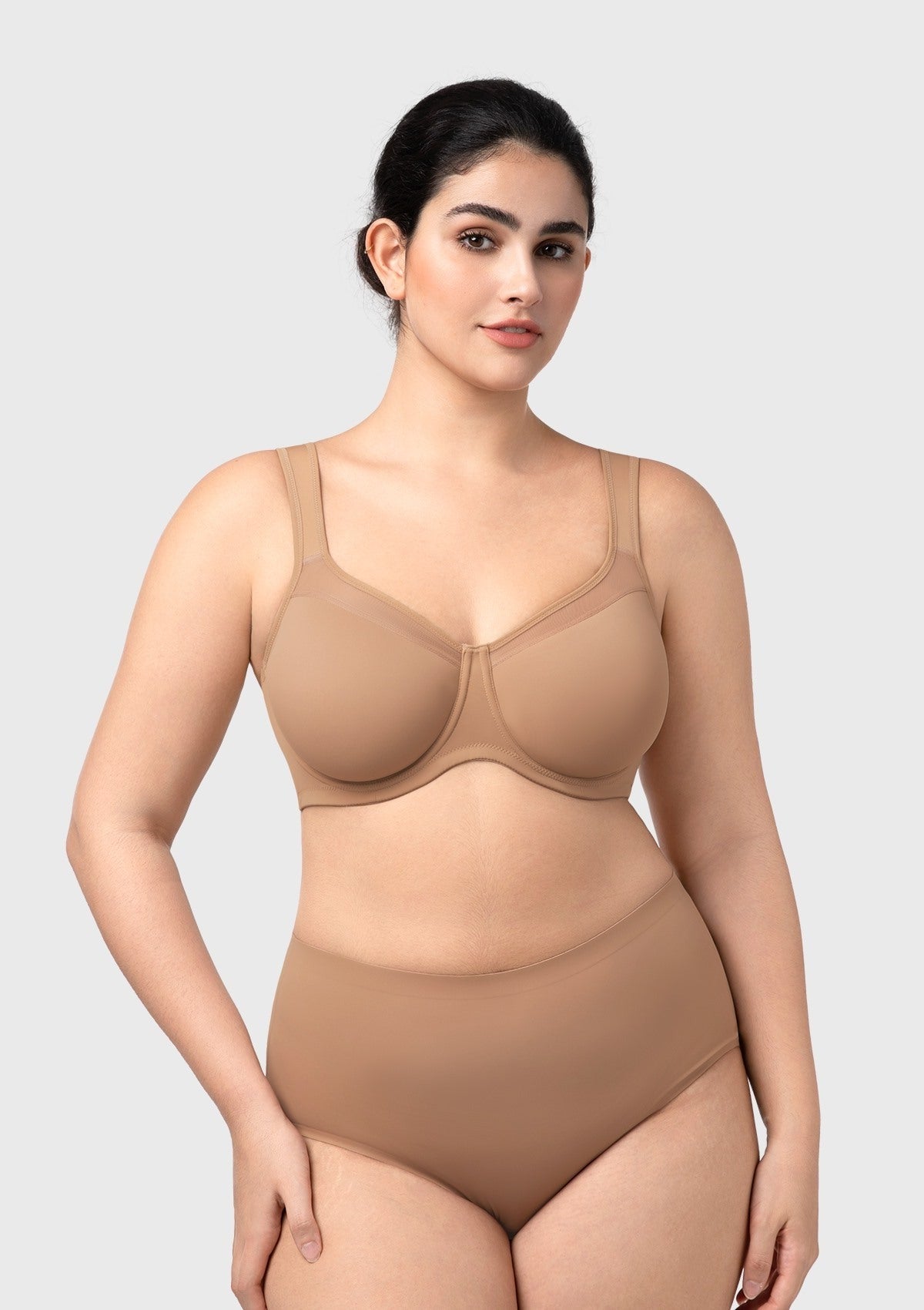HSIA Alina Full Coverage Underwire Bra Plus Size Supportive Unlined Adjustable Strap Comfort Fit T-Shirt Style