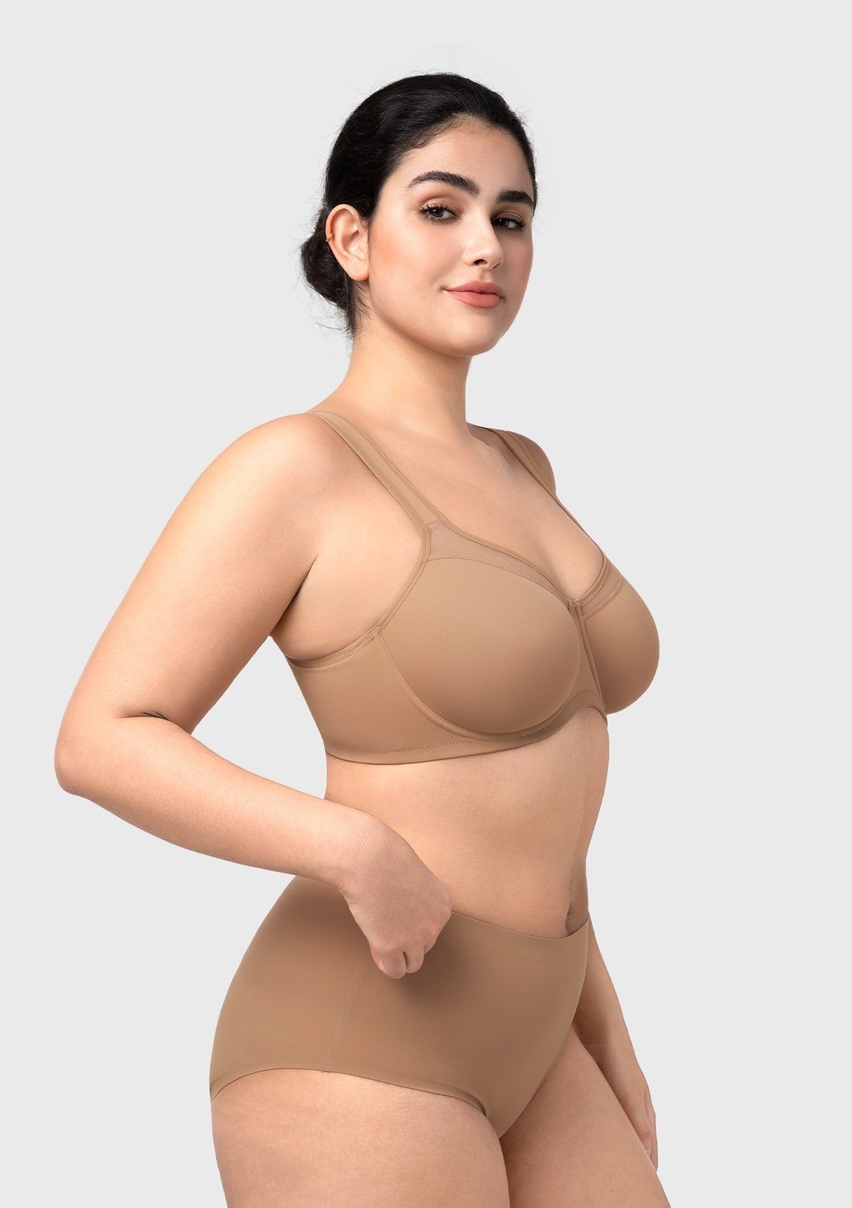 HSIA Alina Full Coverage Underwire Bra Plus Size Supportive Unlined Adjustable Strap Comfort Fit T-Shirt Style