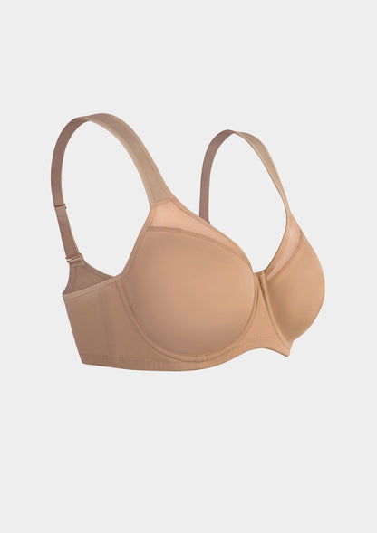 HSIA Alina Full Coverage Underwire Bra Plus Size Supportive Unlined Adjustable Strap Comfort Fit T-Shirt Style