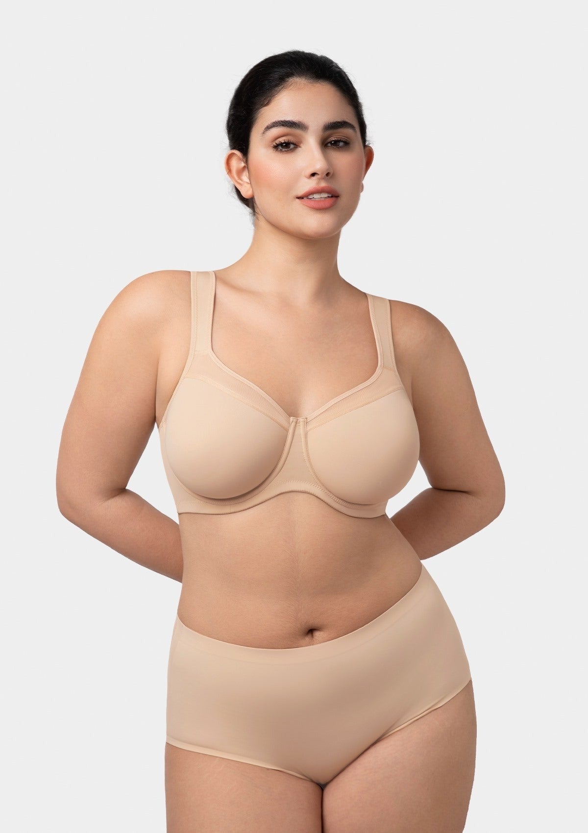 HSIA Alina Full Coverage Underwire Bra Plus Size Supportive Unlined Adjustable Strap Comfort Fit T-Shirt Style