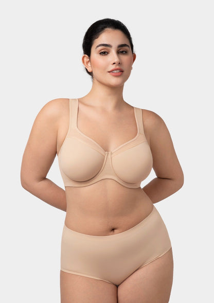HSIA Alina Full Coverage Underwire Bra Plus Size Supportive Unlined Adjustable Strap Comfort Fit T-Shirt Style