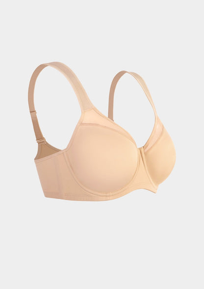 HSIA Alina Full Coverage Underwire Bra Plus Size Supportive Unlined Adjustable Strap Comfort Fit T-Shirt Style