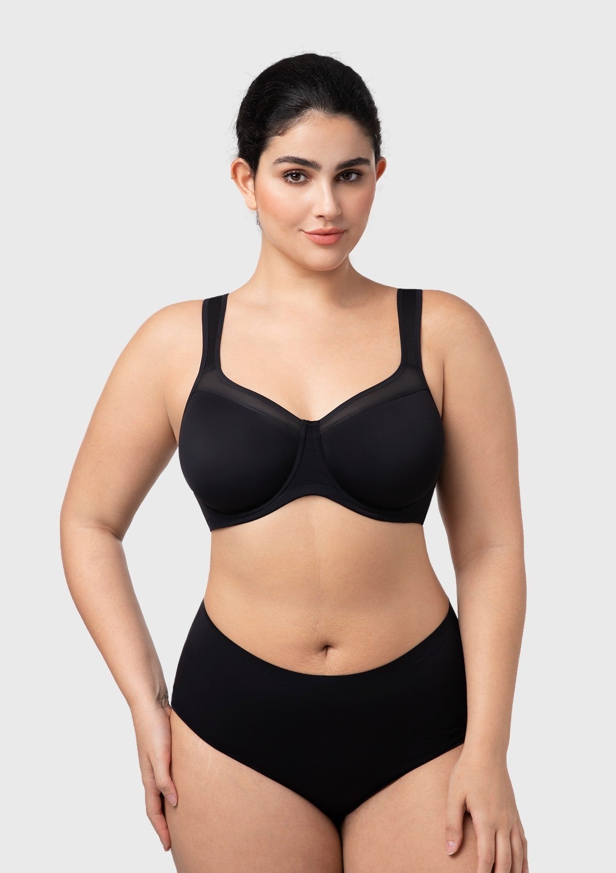 HSIA Alina Full Coverage Underwire Bra Plus Size Supportive Unlined Adjustable Strap Comfort Fit T-Shirt Style