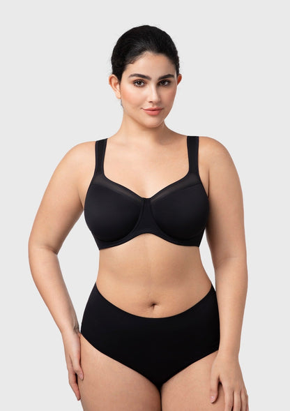 HSIA Alina Full Coverage Underwire Bra Plus Size Supportive Unlined Adjustable Strap Comfort Fit T-Shirt Style